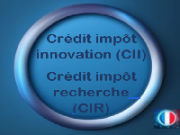 Logo Credit Impôt Innovation Assistance Digitale pour soutenir la transformation numérique des entreprises. Plus mini une icone bleue blanc rouge indiquant RF.